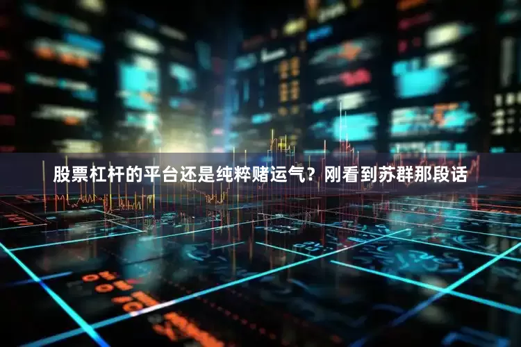 股票杠杆的平台还是纯粹赌运气？刚看到苏群那段话